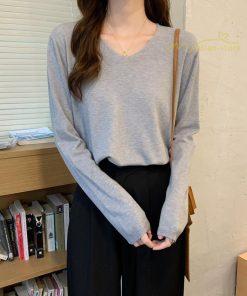 ｔシャツ・カットソー | 長袖Tシャツ インナー レディース インナーウェア 長袖 Tシャツ スリムインナー カットソー 2021 インナーTシャツ アンダーウェア 無地 Vネック