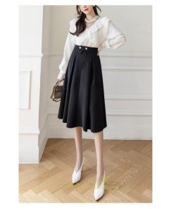 スカート | フレア フレアロングミモレ丈 ロング丈 秋 冬 秋冬 ナチュラル Aライン 大人可愛い エレガント 通勤 フェミニン 通学 上品