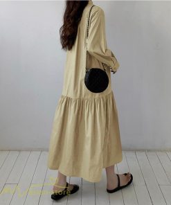 マキシ | シャツワンピース モックネック レディース 無地 長袖 切り替え Aラインワンピース 20代30代 フリーサイズ 春 ゆるワンピース コーデ 40代50代 秋 体型カバー