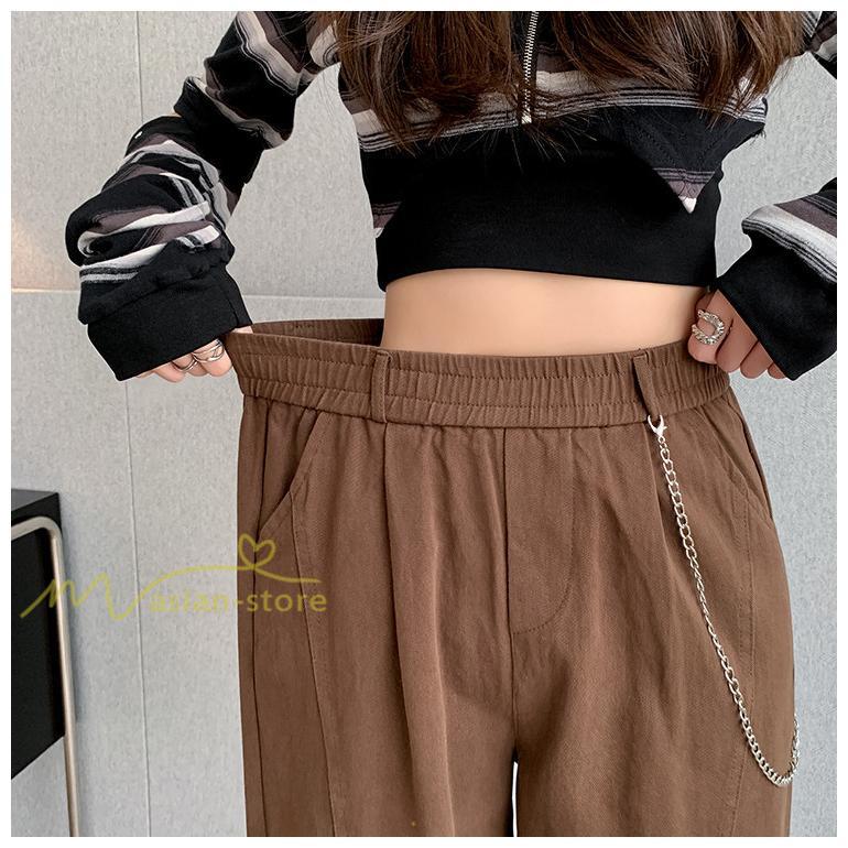ワイドパンツ | レディース ロング丈 ストリート風 ロングパンツ シンプル 秋冬コーデ 体型カバー ウエストゴム お出かけ ポケット ハイウエスト ゆったり