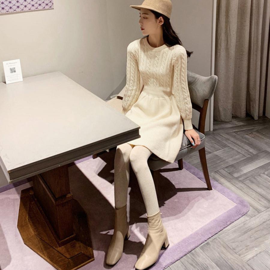 ワンピース | ケーブル編みニットミニ韓国風