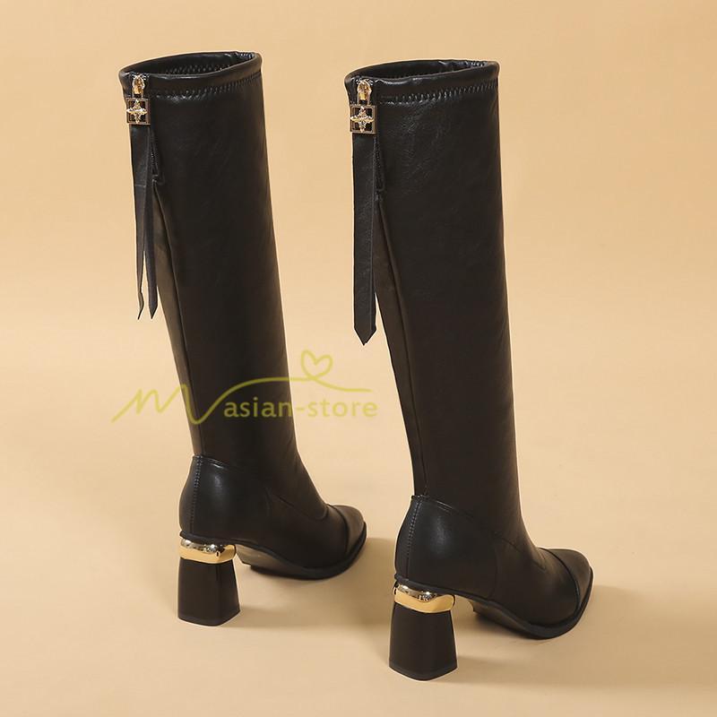 ロングブーツ | ブーツ ヒール カジュアル レディース 靴 シューズ お出かけ 秋冬 ロング丈ブーツ ジョッキーブーツ 春秋冬 美脚 黒靴 太ヒール 大人