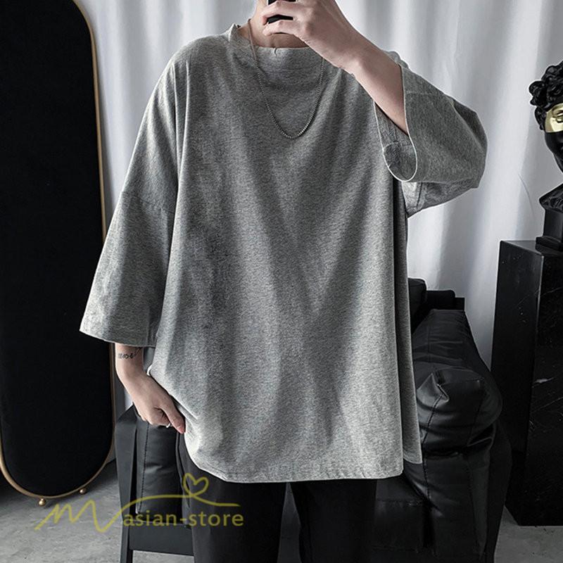 Tシャツ | メンズ 無地 大きいサイズ カットソー 上品 7分袖 サマートップス ゆったり 日常感 メンズスタイル シンプル 体型カバー カッコウイイ
