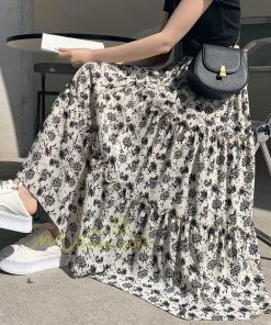 スカート | フレアロング レディース シフォンシフォン マキシマキシ 無地 体型カバー ウエストゴム マキシ丈 ひざ下 花柄 上品 膝下