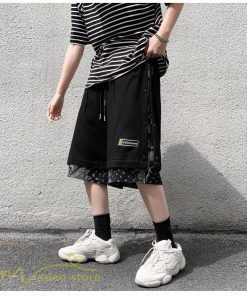 ハーフパンツ ショート | ハーフパンツ メンズ ショート丈 新作 夏コーデ おしゃれ 重ね着 レイヤード風 白 黒 日常感 カジュアル 運動着 ワイドパンツ ゆったり スウェットパンツ 着回し