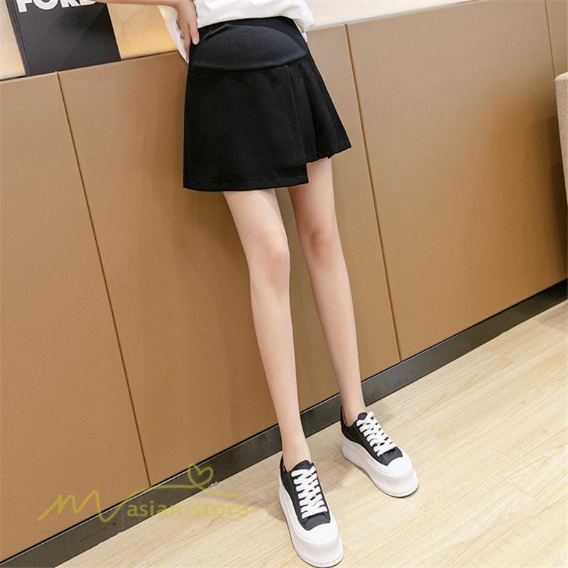 スカート | マタニティ ショート丈 レディース プリーツ 無地 マタニティ夏 サマーカジュアル 産前産後 着痩せ マタニティウェア 通気性 上品