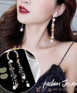 その他アクセサリー | ラインストーン ハートモチーフ パール 大人 ぶらさがり ビジューピアス チェーンピアス ロングピアス 大ぶり レディース