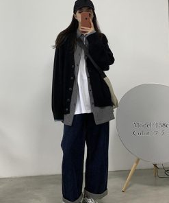 ニット・セーター | ニットアウター ニットトップス シンプル V 韓国風 ニットカーディガン ネック 羽織 秋冬 ゆったり レディース 長袖