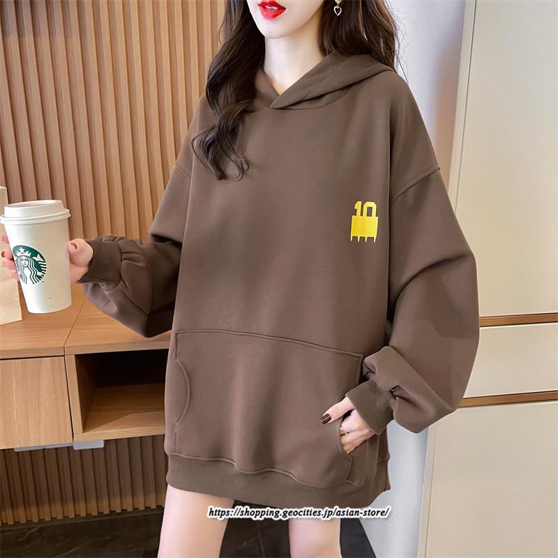 パーカー | レディース 秋 長袖 体型カバー スウェット トレーナー プルオーバー 厚手 後ポケット外し可 トップス 50代 40代 春 30代 おしゃれ 20代 フード