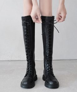 ニーハイブーツ | ロングブーツ レースアップ レディース
