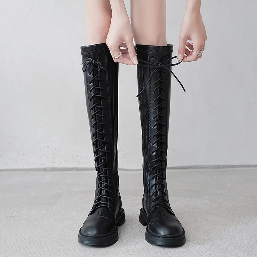 ニーハイブーツ | ロングブーツ レースアップ レディース