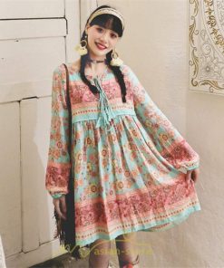 ミニ丈 | ワンピース レディース ワンピース長袖 夏秋ワンピ きれいめ 大人 森ガール 膝上 リゾート 花柄 おしゃれ デート 通勤 可愛い お呼ばれ シフォン