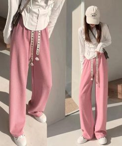 ワイドパンツ | ワッフル調ストレートパンツ レディース夏