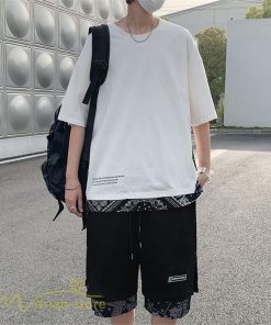 Tシャツ | Tシャツ メンズ 半袖 重ね着風 カジュアル半袖tシャツ 夏新作 メンズスタイル カットソー 上品 切り替え 2XL 大きいサイズ クルーネック 黒 白