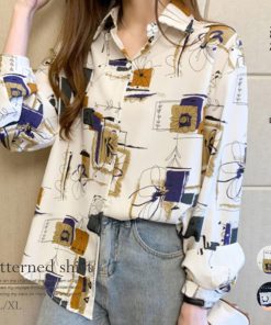 シャツ・ブラウス | ブラウス レディース 長袖 韓国風 柄シャツ