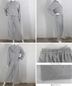 キャミソール | セットアップ 部屋着 フード付き レディース 無地 パンツセット スウェットパーカー 体型カバー ルームウェア シンプル