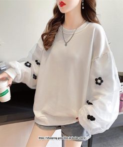 パーカー | スウェット トレーナー レディース トップス プルオーバー 長袖 パフスリーブ クルーネック 丸首 大きいサイズ 無地 秋冬 韓国 送料無料 おしゃれ