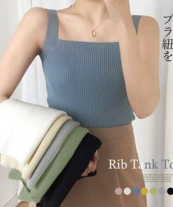Tシャツ・カットソー | リブニット タンクトップ スクエアネック