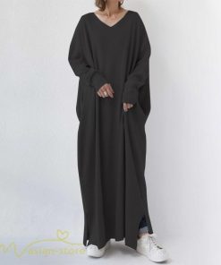 マキシ | ワンピース 長袖 無地 Tシャツワンピース レディース 着痩せ ゆったり マキシワンピ Vネック カジュアル 体型カバー Aラインワンピース 秋 フレア カジュアル