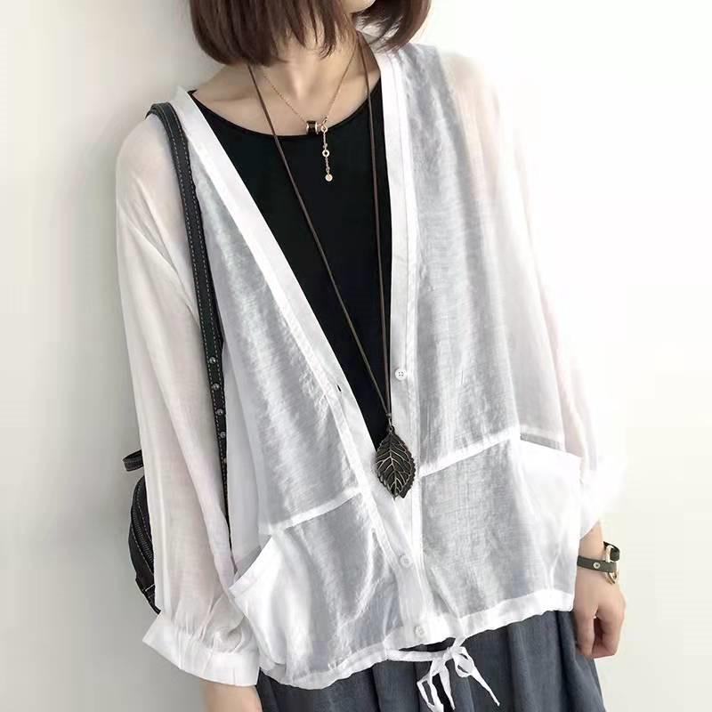 カーディガン | レディース UVカットー 初秋 秋新作 コーデ 冷え防止 羽織 ボタン Vネック 無地 長袖 7色 フリーサイズ かわいい 春 夏 秋 透け感 体型カバー