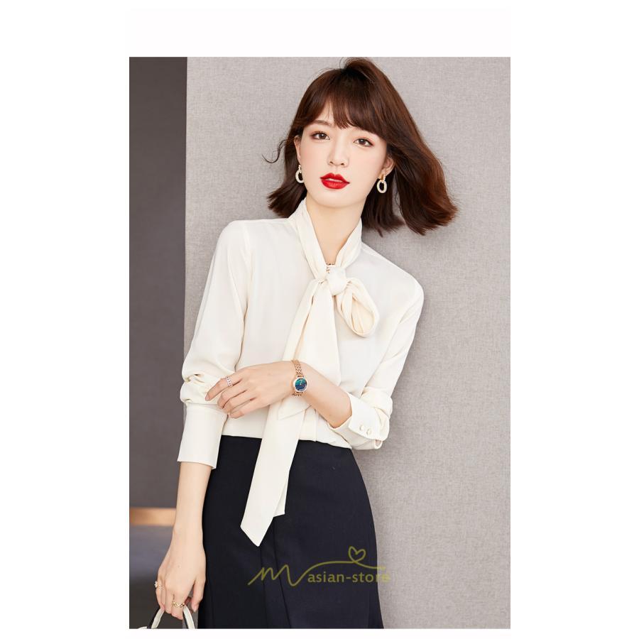 シャツ・ブラウス | ブラウス シャツ 秋 秋服 レディース リボン 春 秋 新作 シフォン 長袖 ゆったり 可愛い お出かけ カジュアル キレイめ エレガント おしゃれ 通勤