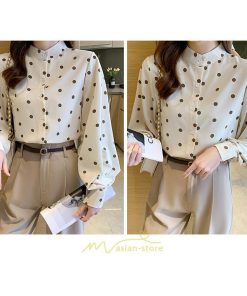 シャツ・ブラウス | シャス ブラウス 春夏 秋 シフォン レディース 長袖 フォーマル オフィス 入学式 入園式 ドット柄 外出 お出かけ ビジネス 20代30代40代50代 通勤 OL