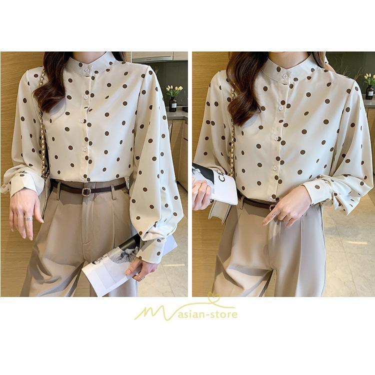 シャツ・ブラウス | シャス ブラウス 春夏 秋 シフォン レディース 長袖 フォーマル オフィス 入学式 入園式 ドット柄 外出 お出かけ ビジネス 20代30代40代50代 通勤 OL