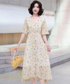 ミディアム | Aラインワンピース レディース ワンピース 着痩せ 上品 ハイウエスト サマーワンピース おしゃれ ゆったり Vネック 20代 30代 通勤 通学 お出かけ 40代 韓国風