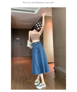 スカート | デニムロングレディース Aライン 無地 ゆったりシルエット デニム ハイウエスト 秋物 オシャレ 秋服 秋冬  キレイめ