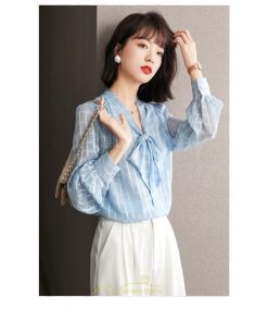 シャツ・ブラウス | ブラウス シャツ 秋 秋服 レディース 蝶結び チェック柄 春 秋 新作 シフォン 長袖 ゆったり 可愛い キレイめ エレガント おしゃれ お出かけ 通勤 カジュアル