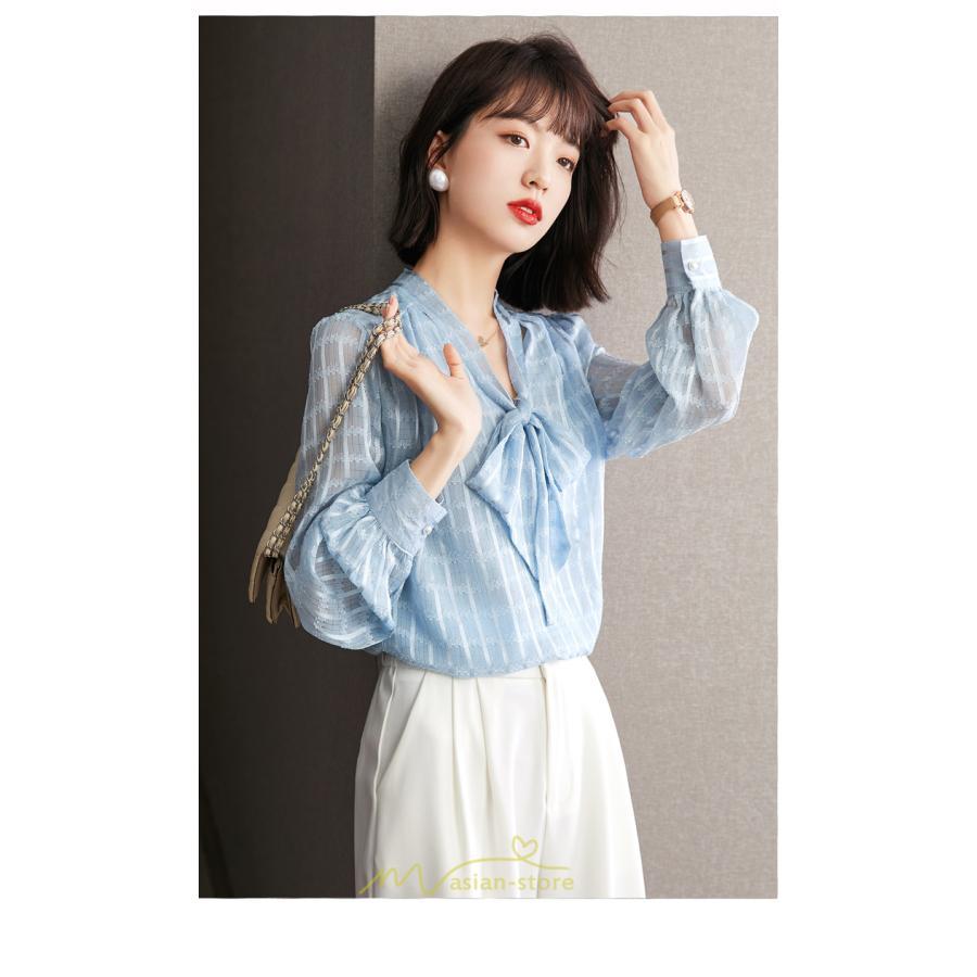 シャツ・ブラウス | ブラウス シャツ 秋 秋服 レディース 蝶結び チェック柄 春 秋 新作 シフォン 長袖 ゆったり 可愛い キレイめ エレガント おしゃれ お出かけ 通勤 カジュアル