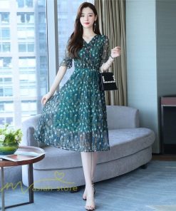 ミディアム | ワンピース レディース Aライン サマーワンピース 上品 着痩せ カジュアル 大きいサイズ 半袖 Vネック ミディアムワンピース ひざ丈 30代 気質 20代 40代