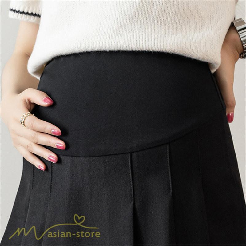 スカート | マタニティ レディース 無地 ミニマタニティ着痩せ プリーツ 裏地付き 夏 サマーマタニティウェア 上品 おしゃれ ウエスト調整