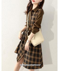 ミディアム | ワンピース レディース 40代 きれいめ シャツワンピース 秋服 長袖ワンピース チェック柄 リボンスカート オシャレ 大人 カジュアル 体型カバー 30代 50代