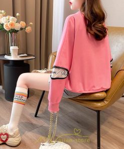 パーカー | トレーナー Tシャツ ロングT 切り替え スウェット トップス レディース 秋 冬 春 コーデ カジュアル お出かけ 丸ネック 可愛い ゆる 体型カバー