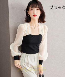 シャツ・ブラウス | ブラウス シャツ 切り替え レディース 春秋  ゆったり 長袖 20代30代40代50代 カジュアル きれいめ オシャレ シフォン 高級感 エレガント フォーマル 通勤