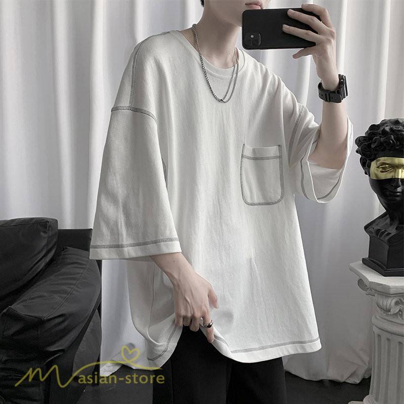 Tシャツ | 半袖メンズ カットソー ゆったり 半袖 カジュアル おしゃれ カジュアル 夏新作 体型カバー シンプル 30代 カッコウイイ ポケット 20代 無地