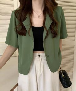 テーラードジャケット | ベーシッククロップド丈半袖ジャケット