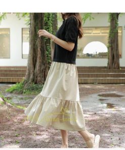 マキシ | 新作 ワンピース ロング丈 半袖 ロンTワンピース 夏ワンピ ロング丈 レイヤード風 異素材切替 ラウンドネック 体型カバー 無地 ゆったり 着痩せ 40代 50代 30代