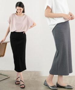 ロングスカート | バックスリット ニットスカート 無地