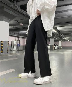 チノパン | ワイドパンツ メンズ 春 夏 秋 無地 アンクルパンツ 大きいサイズ ゆったり パンツ ガウチョパンツ 上品 裾口スリット 夏服 黒 体型カバー 着痩せ カジュアル