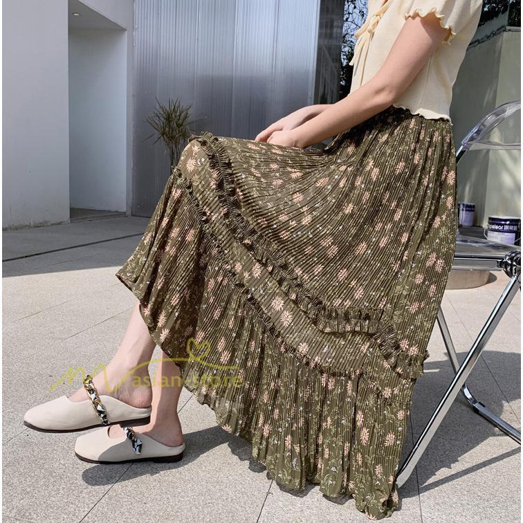 スカート | ロング 秋 花柄 柔らか ボトムス レディース ロングマキシ丈 シンプル 無地 カジュアル 着痩せ コーデ 春 30代 秋20代 40代 50代 夏物 夏