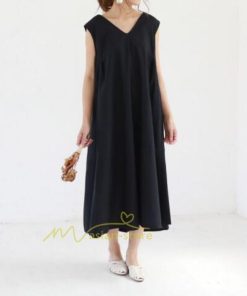 マキシ | ロングワンピース ワンピース ロングワンピ レディース マキシ丈 ワンピ ノースリーブ 体型カバー 無地 ゆったり バックボタン おしゃれ 20代30代40代 きれいめ