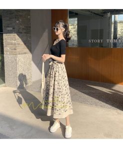 スカート | フレアロングレデイース リネンウエストゴム 綿麻混 マキシマキシ リゾート 体型カバー 上品 重ね着風