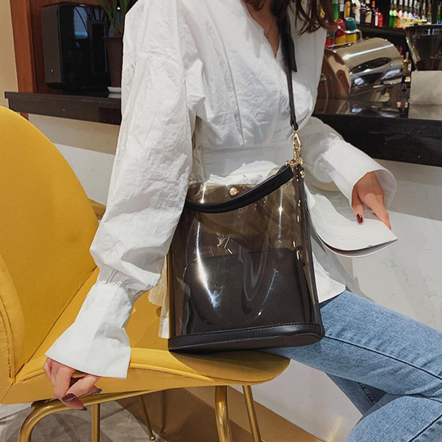 ショルダーバッグ | トートバッグ 斜めがけバッグ 2点セット ポーチ付き レディース クリアバッグ おしゃれ ビニールバッグ 大容量