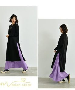 セットアップ | ワンピース 秋スカート レディース 秋物 ロングワンピース ロングスカート フリーサイズ 2点セット 着回し ウエストゴム 可愛い ゆったり 無地