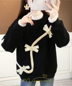 パーカー | トレーナー レディース プルオーバー クルーネック 長袖 レース トップス Tシャツ スウェット ゆったり 蝶結び カジュアル 20代30代40代50代