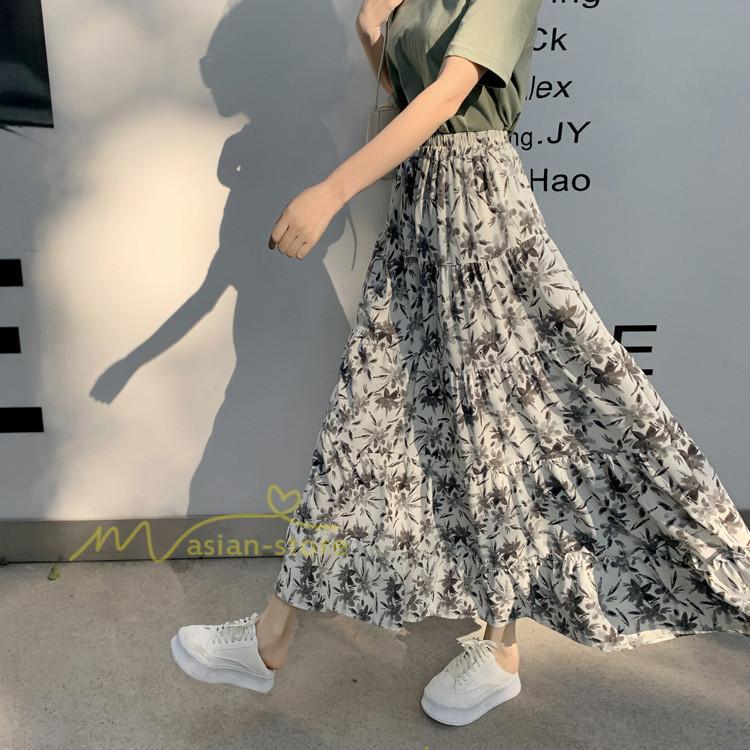 スカート | レディース シフォン フレア マキシ ロングウエストゴム マキシゆったり 普通着 お出かけ お呼ばれ カジュアル 通勤通学 リゾート