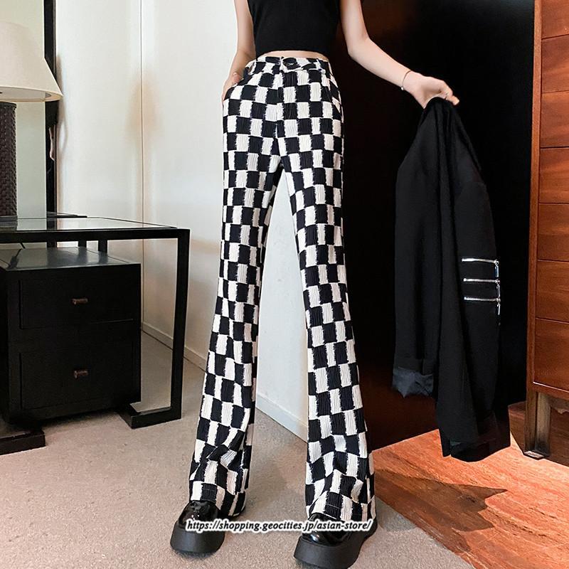 チノ・テーパード・ジョガー・スキニーパン | パンツ レディース フレアパンツ ロングパンツ チェック柄 カジュアル ハイウエスト ワイドパンツ トレンド かわいい おしゃれ 楽ちん お出かけ 送料無料 デート