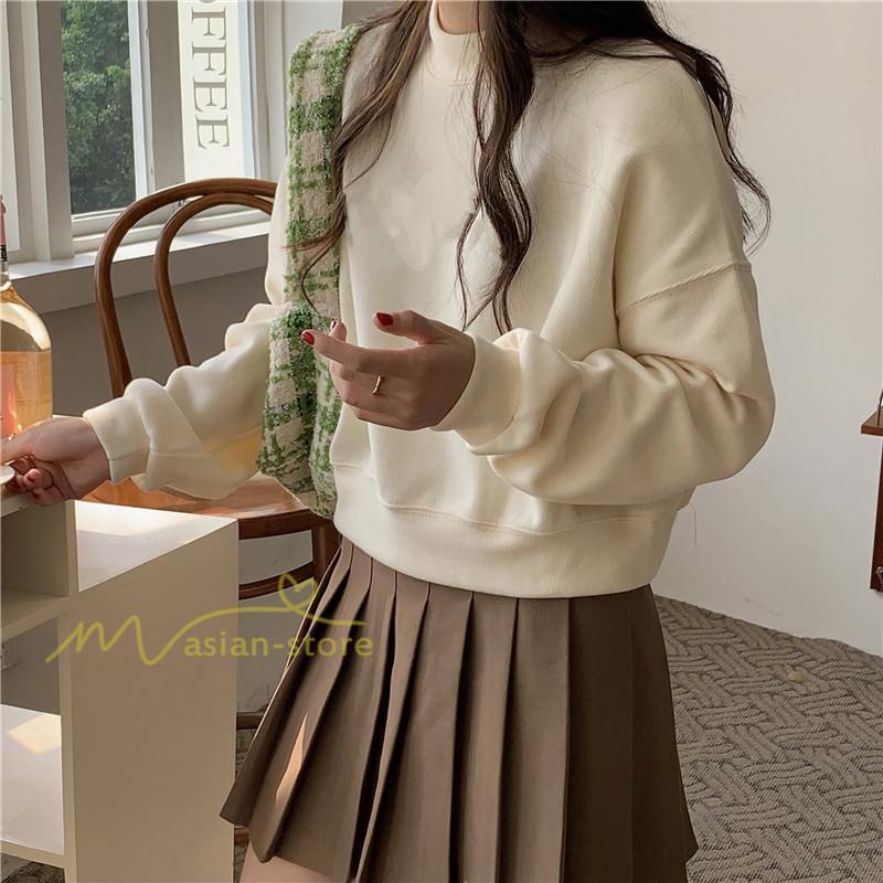 パーカー | 長袖トレーナー レディース トップス 無地 可愛い トレーナー 新作 長袖 スウェット モックネック ハイネック 秋冬 お出かけ コーデ カジュアル ゆったり